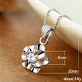 Silver Tone Flower Frame Clear Stone Pendant Necklace view 5