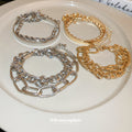 Silver Tone Four Piece Bracelet Stack With Mixed Chain Links view 2