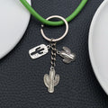 Antique Silver Cactus Boot and Horse Metal Keychain Set view 2