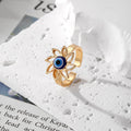 Gold Evil Eye Open Rings Blue Glass Bead 11 Design Styles view 11