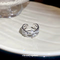 Pearl Crystal Open Multi Band Rings Silver and Gold view 4