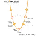 Gold Stainless Steel Heart Czech Glass Necklace Bracelet Earrings view 10