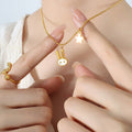 Gold Bunny Face Pendant Necklace Star Charm Ball Chain view 3