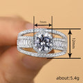 Silver Tone Round Halo Ring Split Shank Baguette CZ view 4