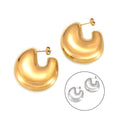 Chunky C-Shape Polished Stud Earrings Gold Or Steel Metal view 5