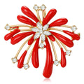 Enamel Firework Burst Brooch Rhinestone Flower Center Pin view 1
