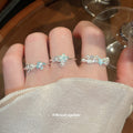 Silver Open Rings Blue Enamel Starfish Shell Pearl Styles view 1