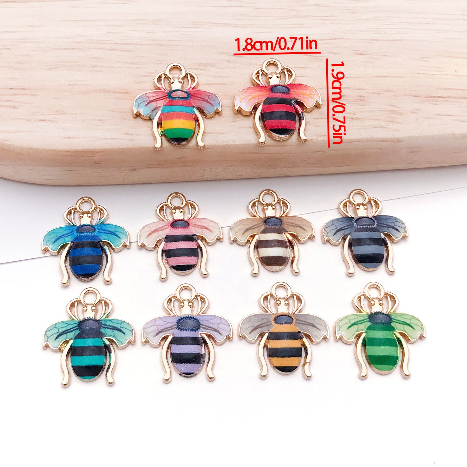 Colorful Enamel Zinc Alloy Bee Charm Pendant for DIY Necklace Bracelet Earrings