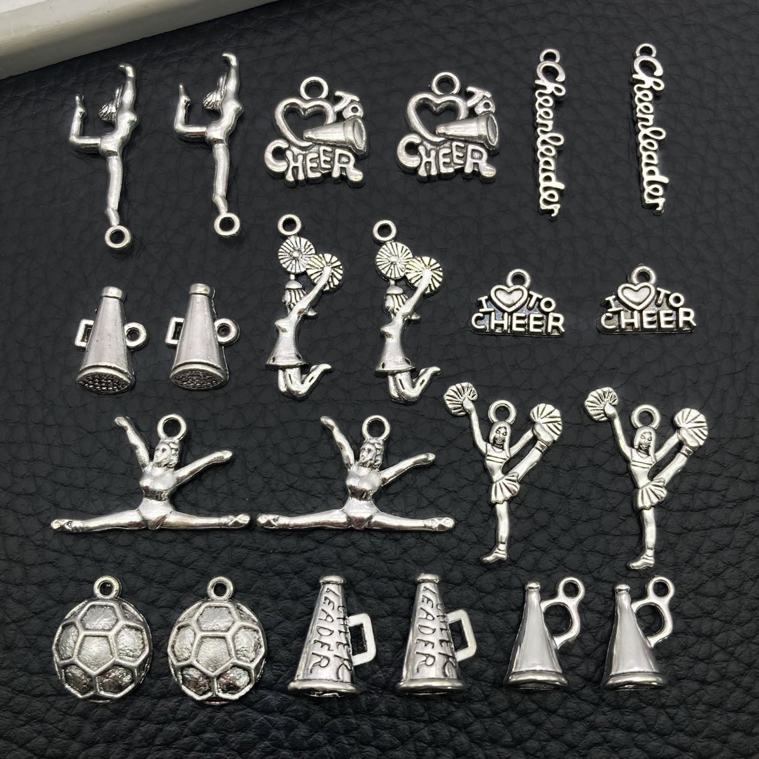 Antique Silver Zinc Alloy Cheer Horn Football Aerobics Charm Pendant for DIY Jewelry