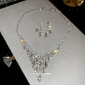 Red and Clear Marquise Crystal V Necklace Earring Sets view 3