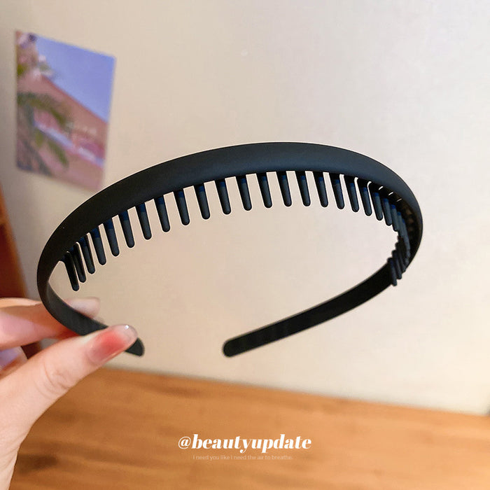 Black Matte Comb Tooth Headband With Inner Grip Row
