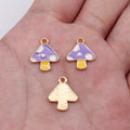 Gold Tone Spotted Mushroom Enamel Charms in Red and Purple view 7