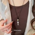 Corded Matte and Polished Fish Pendant Necklaces Statement Jewelry view 3