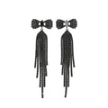 Bow Crystal Tassel Drop Earrings in Three Dramatic Colors view 5