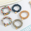 Crystal and Faux Pearl Spiral Hair Ties in Twelve Colorways view 3