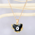 Gold Tone Butterfly Frame Evil Eye Pendant Necklaces in Six Colors view 6