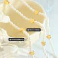 White Irregular Pearl Necklace With Gold Heart Spacers view 2