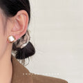 Gold-Tone Rounded Square White Cat-Eye Stud Earrings view 2