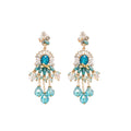 Crystal Floral Chandelier Earrings in Black and Blue view 5