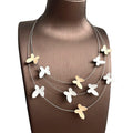 Three Layer Butterfly Station Necklace in Mixed Tones view 5