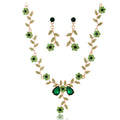 Black Silver Tone Flower Crystal Five Designs Metal Necklace and Earring Set view 5