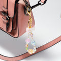 Iridescent Bow Crystal Bead Loop Keychain Gold Clasp Pastel view 3