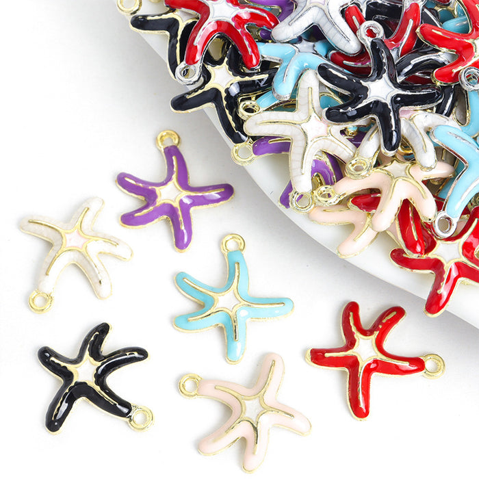 Enamel-Look Gold Silver Starfish Alloy Charms in 12 Styles