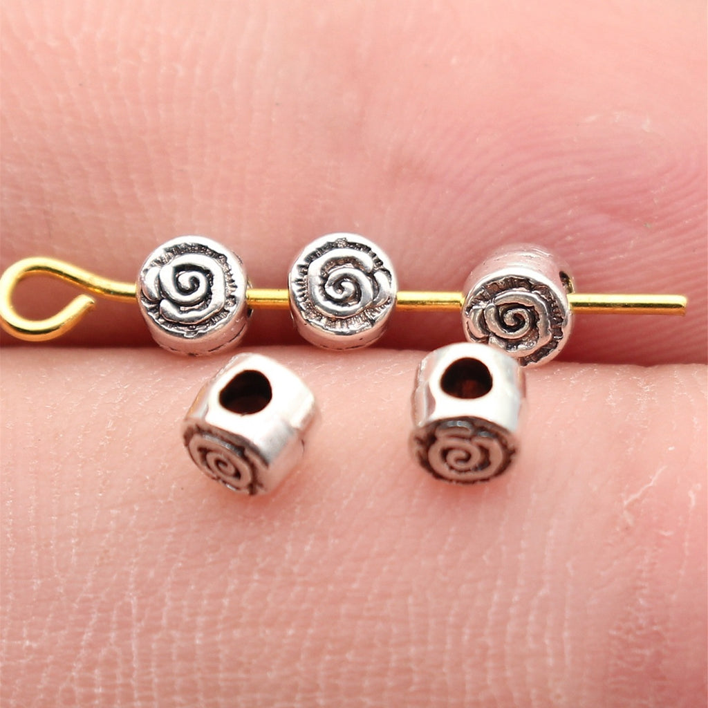 4.1x4.1x3.7mm 0.2g Multicolor Zinc Alloy Round Swirl Pattern Small Hole Double Sided Beads for DIY Bracelet Making