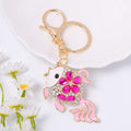 Rhinestone Flower Goldfish Keychain Enamel Metal Bag Charm view 8