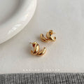 Chunky Split Loop Stud Earrings In Gold And Silver Tone view 3