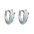 Silver Tone Ice Blue Glass Chip Round Hoop Earrings view 5
