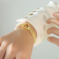 Open Heart Curb Chain Bracelet Gold or Steel Finish view 6