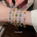 Hexagon Crystal Flower Link Bracelets Five Color Options view 3