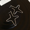 Wire Star Cross Stud Earrings With Polished Metal Tone Details view 7