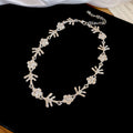 Branch Leaf Crystal Flower Necklace Earrings Bracelet Pieces view 6