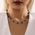 Natural Stone Disk Bead Gold Chain Necklaces Five Colors view 2