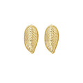 Gold Leaf Stud Earrings Mini Textured Metal Leaf Posts view 5