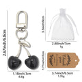 Black Double Cherry Keychain With Silver Tone Swivel Clasp view 2