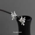 Silver Tone Flying Bird White Pearl And Clear Stone Stud Earrings view 1