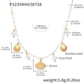 Pearl and Shell Charm Necklace in Gold or Silver Tone view 6