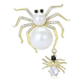Pearl Body Spider Brooch With Smaller Hanging Spider Charm view 1