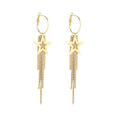 Gold and Silver Star Clear Stone Chain Tassel Earrings view 5