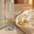 Twisted and Plain Double Band Open Rings in Two Finishes view 2
