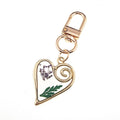 Gold Tone Open Heart Pressed Flower Resin Clip Keychains view 11