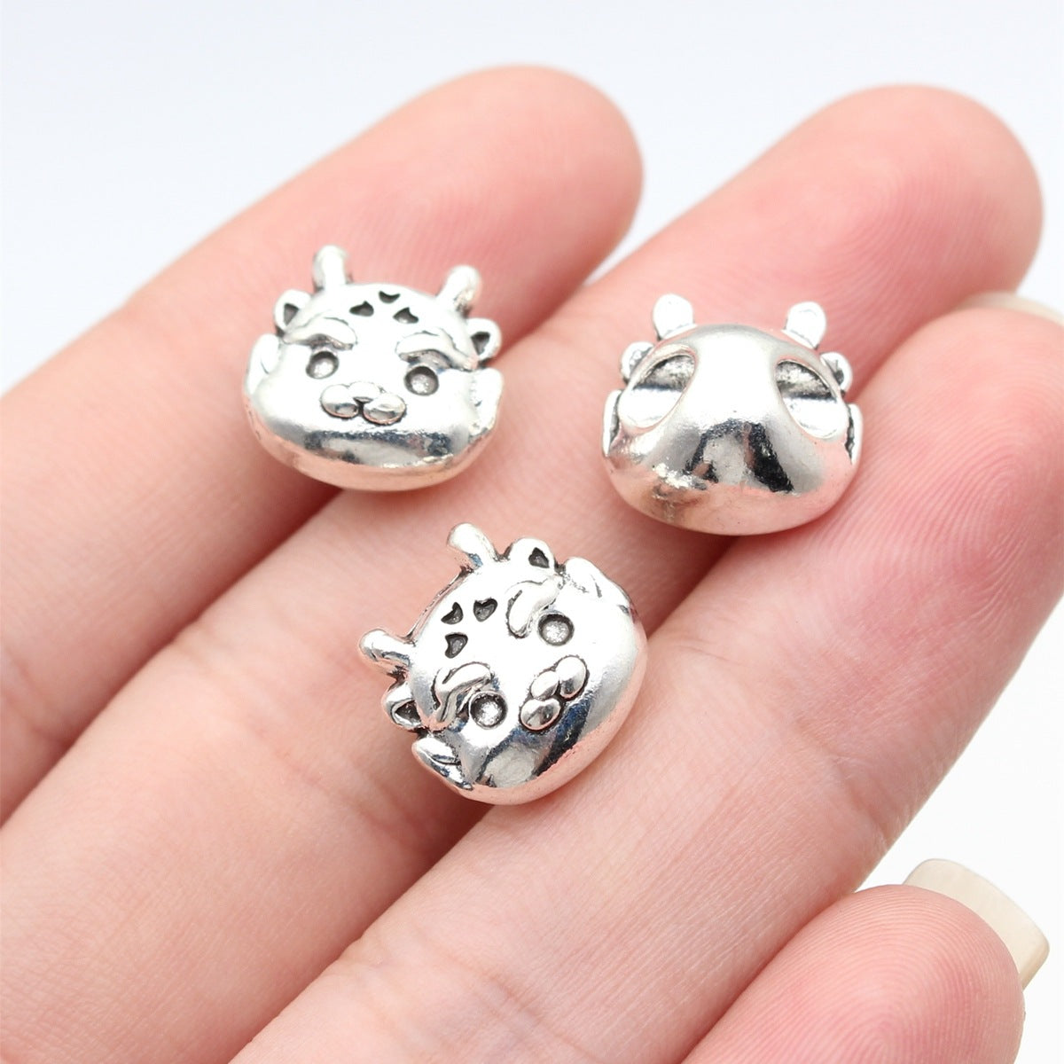 13x12x8.3mm 3g Antique Silver Zinc Alloy Chinese Dragon Large Hole Beads for DIY Bracelet Jewelry Making