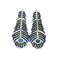 Large Blue and Green Crystal Leaf Statement Drop Earrings view 5