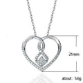 Open Heart and Diamond Shape Crystal Pendant Necklace view 5