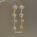 Gold Floral Branch Drop Earrings Statement Jewelry Design view 4