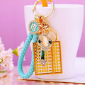 Gold Tone Abacus Keychains with Crystal Trim in Three Colors view 2