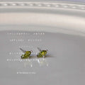 Silver Tone Olive Green Marquise Stone Mini Stud Earrings view 3